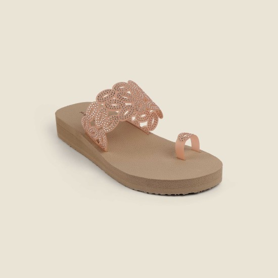 Women Peach Casual Slippers