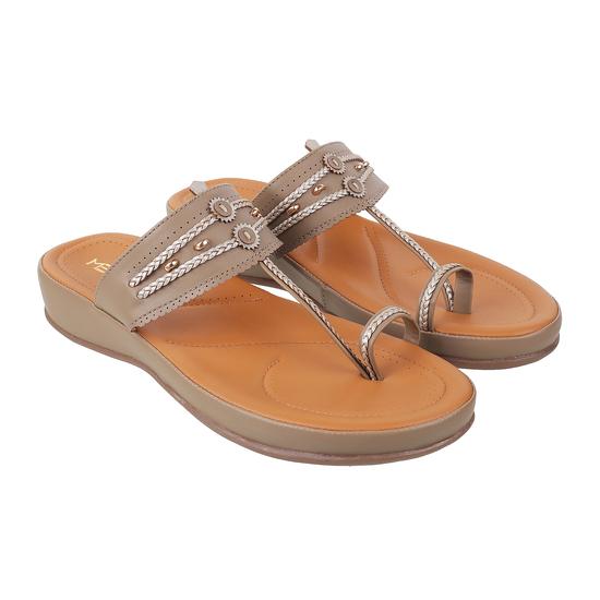 Women Beige Ethnic Kolhapuris