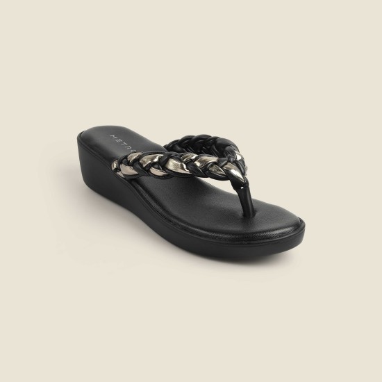 Women Black Casual Slippers