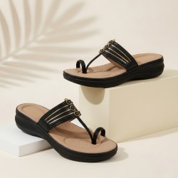 Women Black Ethnic Kolhapuris
