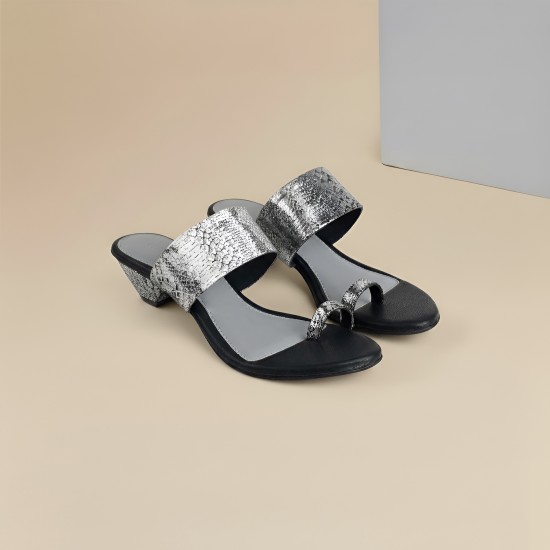 Women Gun-metal Ethnic Slip Ons