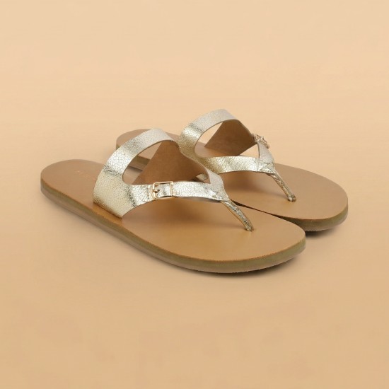 Women Gold Casual Slippers
