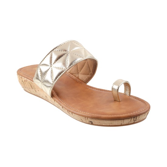 Women Gold Casual Slippers