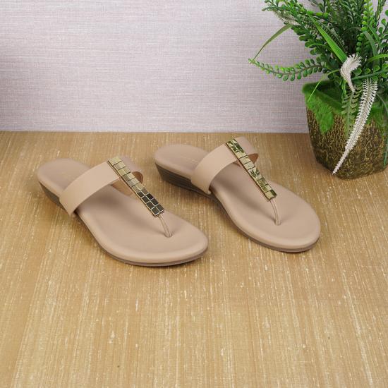 Women Beige Casual Slippers