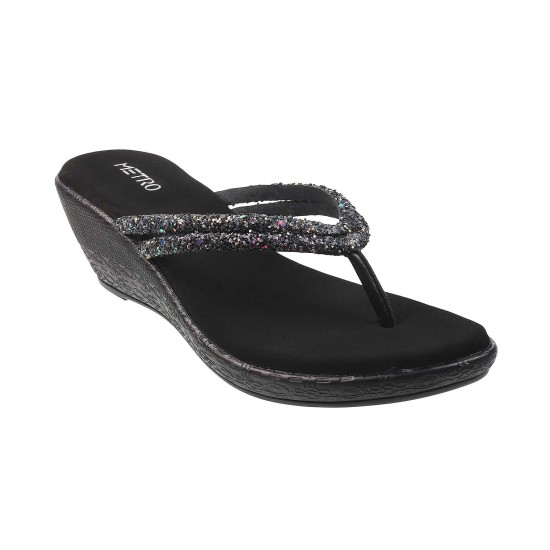 Women Black Casual Slippers