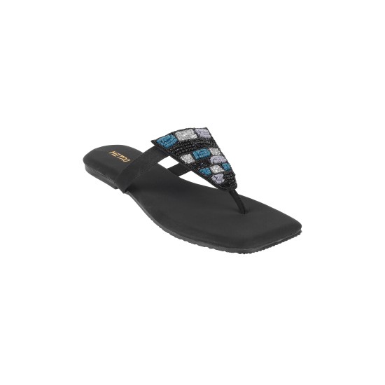 Women Black Ethnic Slip Ons