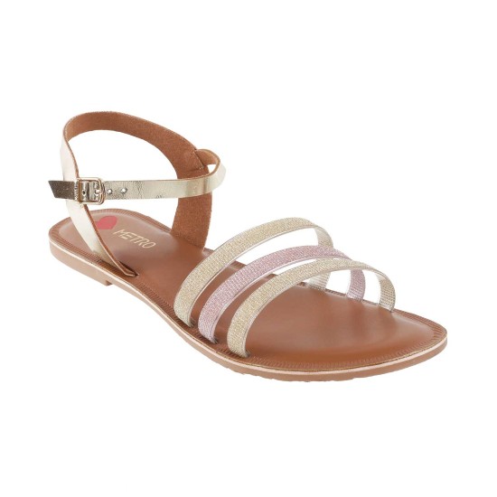 Women Gold Casual Sandals