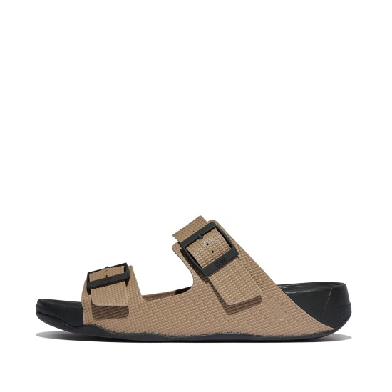 Gogh Moc Mens Buckle Embossed-Leather Slides
