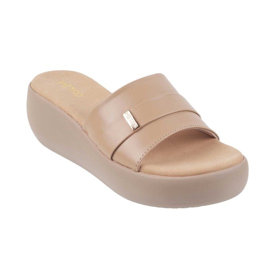 Women Beige Casual Slip Ons