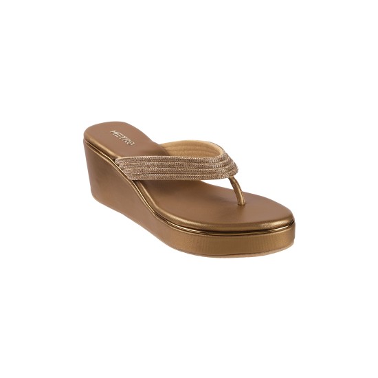 Women Antique-Gold Casual Slip Ons