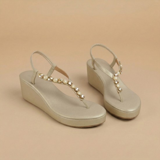 Women Gold Casual Sandals