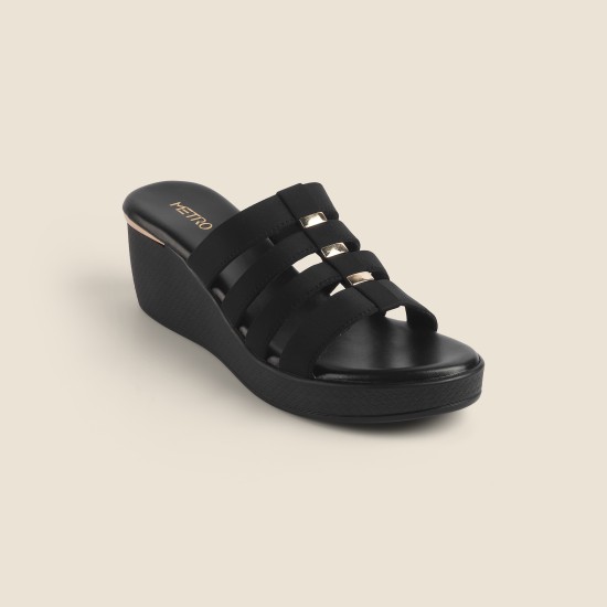 Women Black Casual Slip Ons