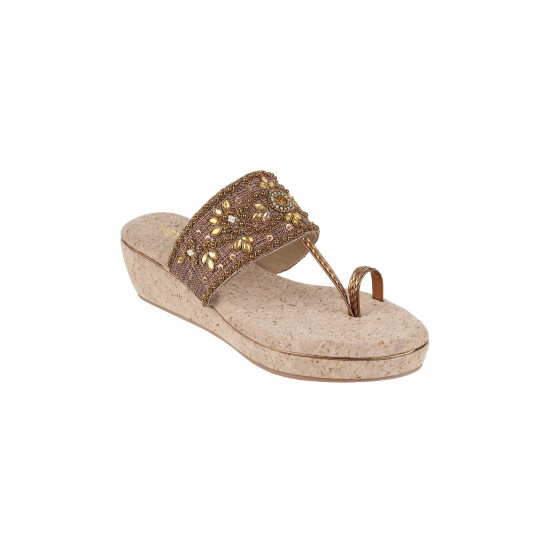 Women Antic-gold Ethnic Slip Ons