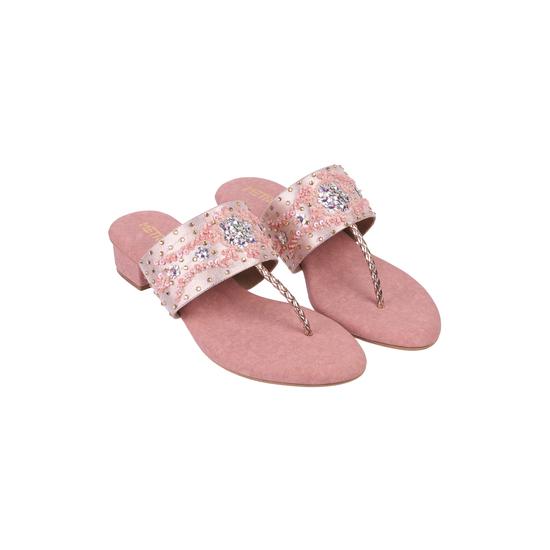 Women Rose-Gold Ethnic Slip Ons
