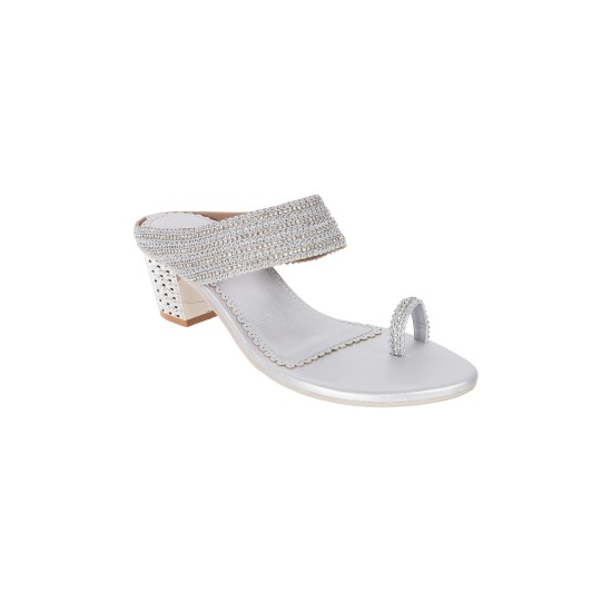 Women Silver Ethnic Slip Ons