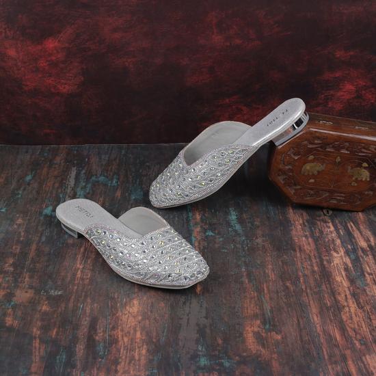 Women Silver Wedding Slip Ons