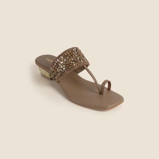 Women Antic-gold Ethnic Slip Ons