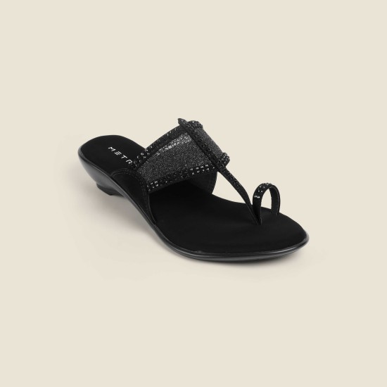 Women Black Ethnic Kolhapuris