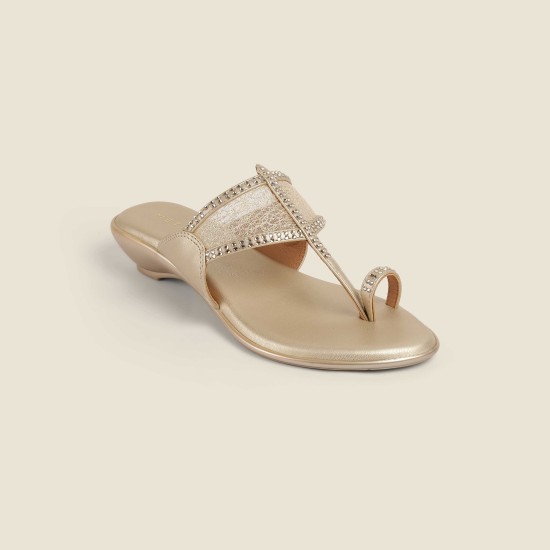 Women Antic-gold Ethnic Kolhapuris