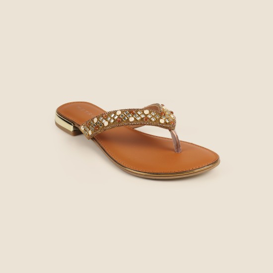 Women Antic-gold Casual Slippers