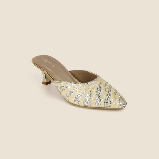 Women Gold Wedding Slip Ons