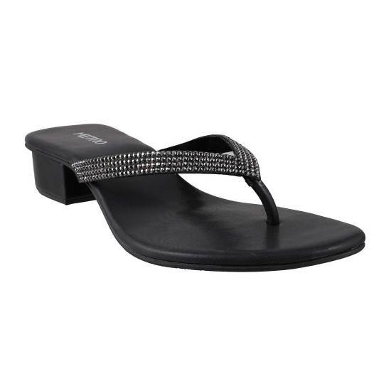 Women Black Party Slippers