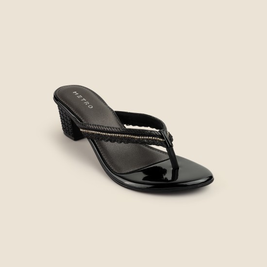 Women Black Ethnic Slip Ons