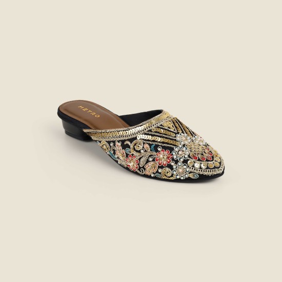 Women Black Wedding Slip Ons