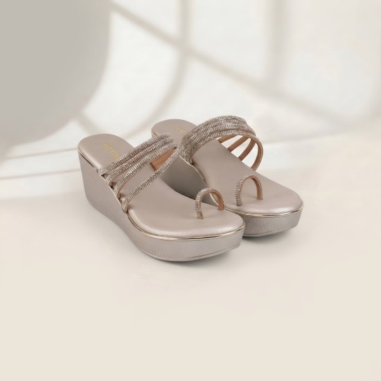 Women Gold Casual Slip Ons