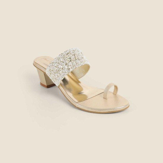 Women Gold Ethnic Slip Ons