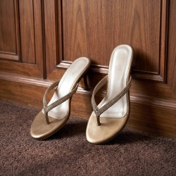 Women Antic-gold Party Slip Ons