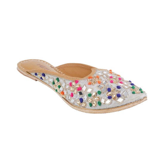 Women Grey Ethnic Mojaris