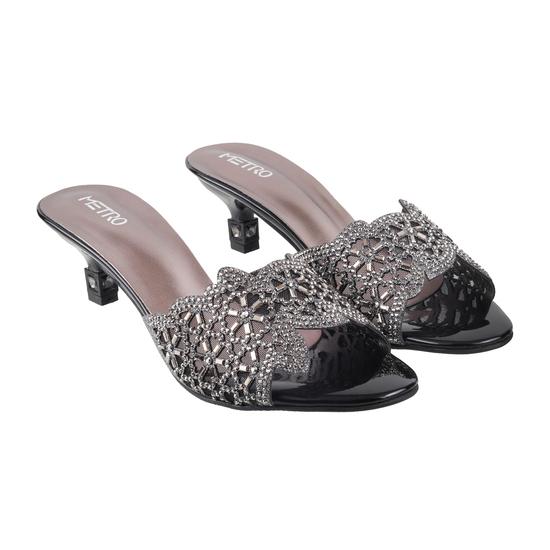 Women Black Wedding Slip Ons