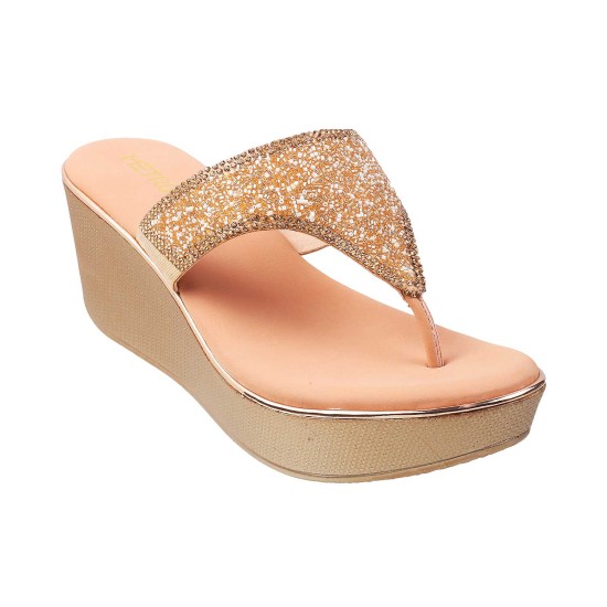 Women Gold Party Slip Ons