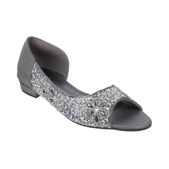 Women Gun-Metal Ethnic Ballerinas