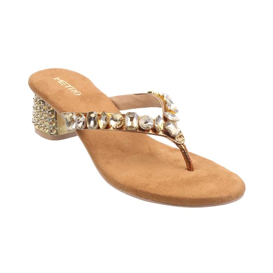 Women Antique-Gold Ethnic Slip Ons