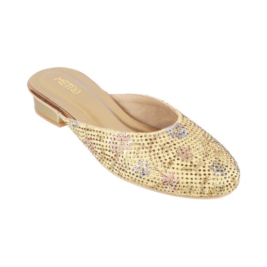 Women Antic-gold Ethnic Slip Ons