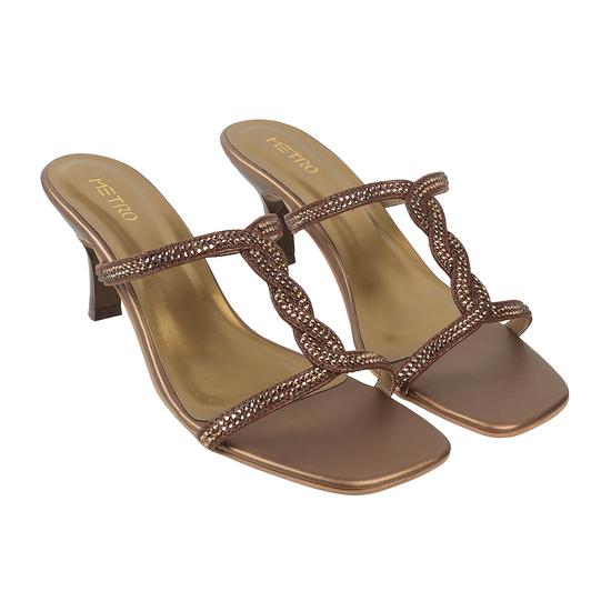 Women Antic-gold Party Slip Ons