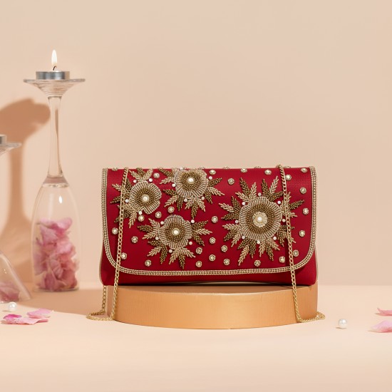Women Maroon Clutch