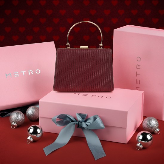Women Maroon Evening Bag