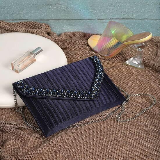 Women Blue Clutch