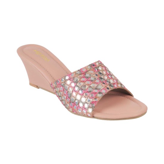 Women Pink Ethnic Slip Ons