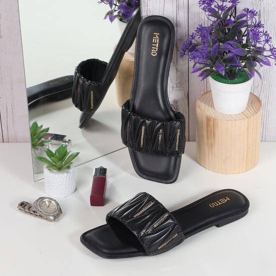 Women Black Casual Slip Ons