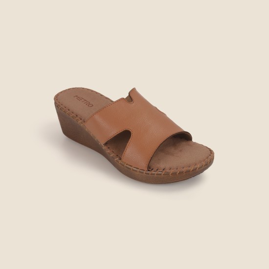 Women Tan Casual Slip Ons
