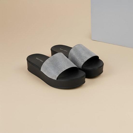 Women Black Casual Slip Ons