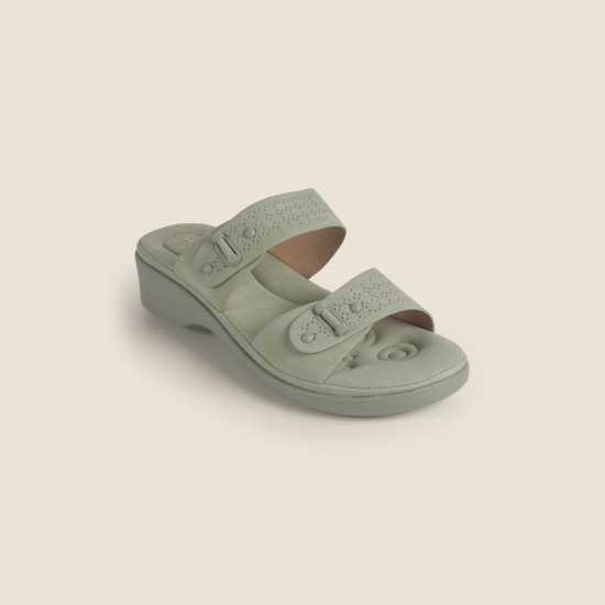 Women Green Casual Slip Ons