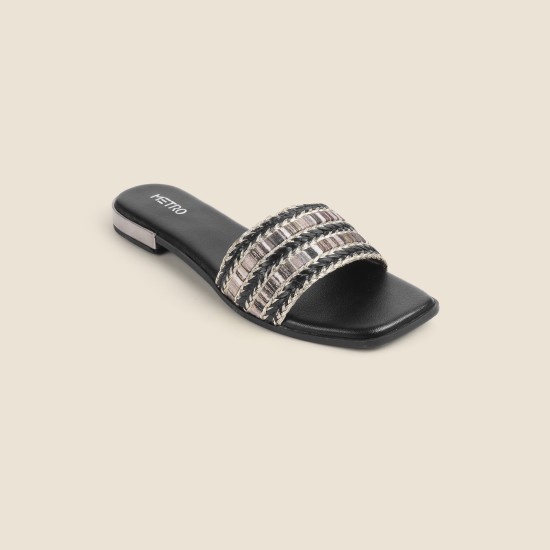 Women Black Casual Slip Ons