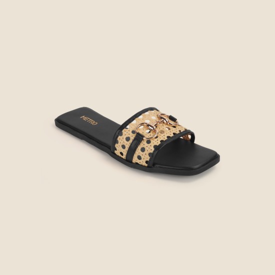 Women Black Casual Slippers