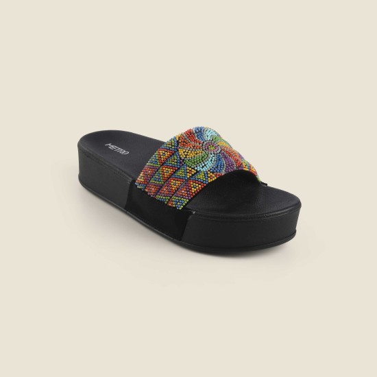 Women Black Casual Slip Ons