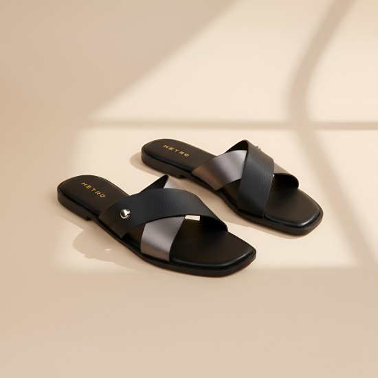 Women Black Casual Slip Ons